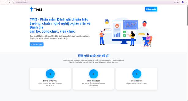 Giao diện phần mềm đánh giá công chức, viên chức được giới thiệu trong hồ sơ giải pháp